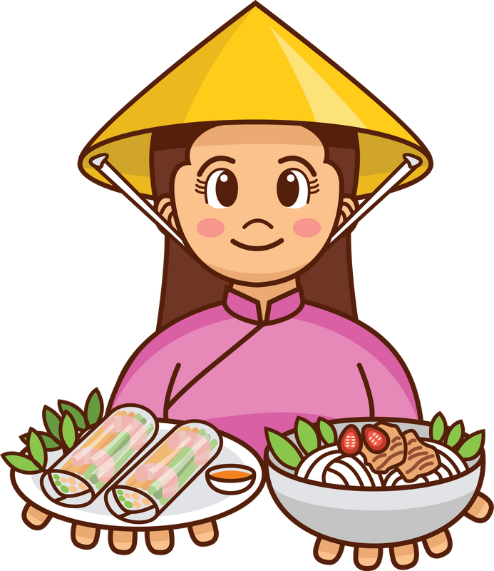 Vietnamese lady serving traditional food